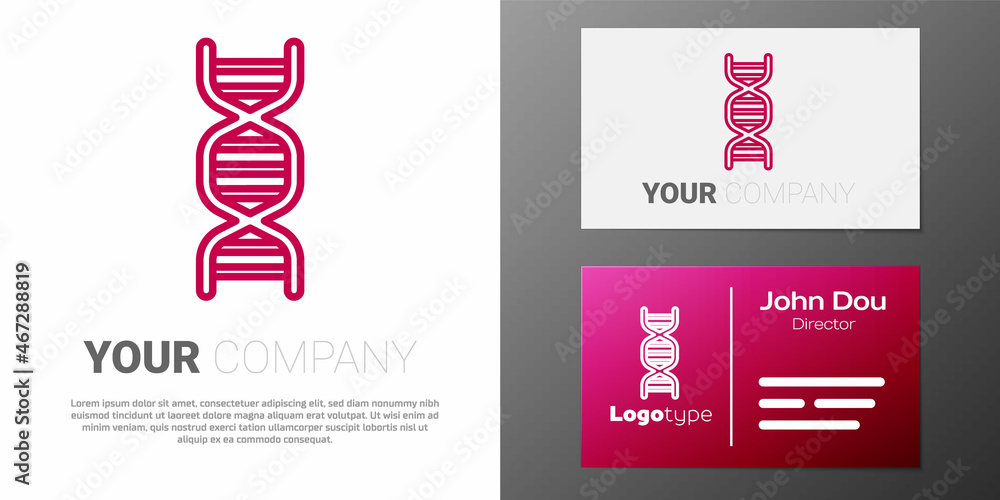 Poster logotype line dna symbol icon isolated on white background. logo design template element. vector