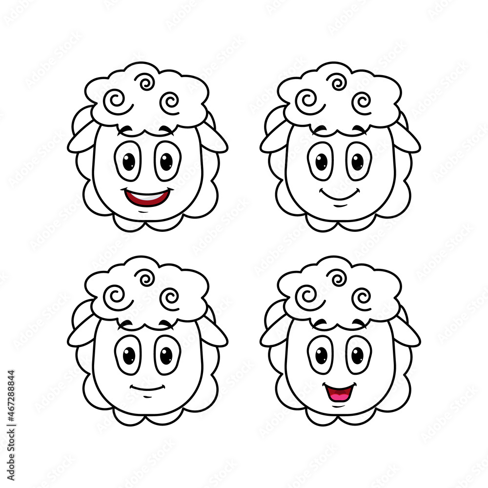 Wall mural silhouette face of sheep for cut out file