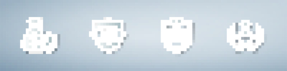 Set Money bag with shield, Shield and eye, Briefcase and Life insurance. Paper art style. Vector