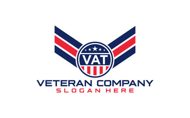 veterans or patriot Flag Emblem Wings logo design