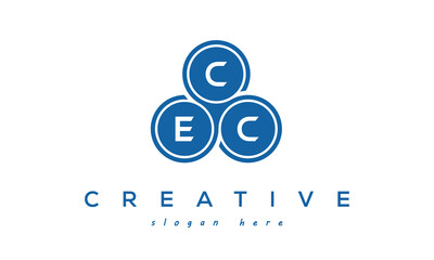 Fototapeta na wymiar CEC creative circle three letters logo design with blue