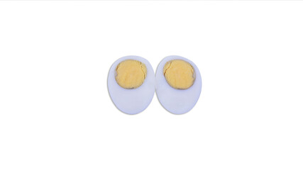Two sliced ​​eggs isolated on white background (With Clipping Path).