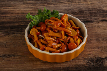 Marinated mushroom - honey agaric in the bowl