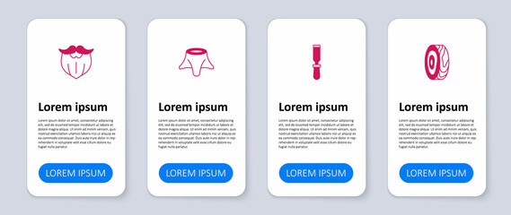 Set Tree rings, Chisel tool, stump and Mustache and beard. Business infographic template. Vector