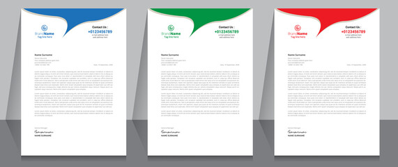 Letterhead format template, business style letterhead design template. Company letterhead template designs.