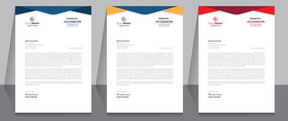 Letterhead format template, business style letterhead design template. Company letterhead template designs.