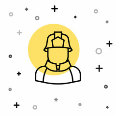 Black line Firefighter icon isolated on white background. Random dynamic shapes. Vector