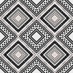 Seamless geometric pattern. Geometric simple fashion fabric print. Vector repeating tile texture. Roof tiling or fish squama shapes motif. Single color, black and white. Usable for fabric, wallpaper