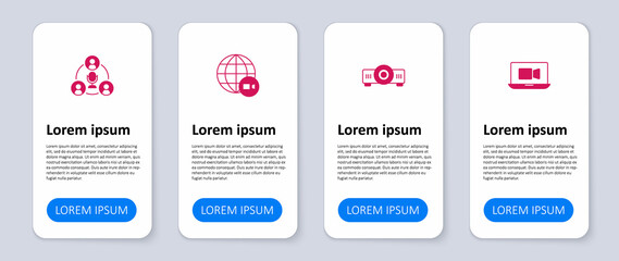 Set Video chat conference, Movie, film, media projector, and Meeting. Business infographic template. Vector