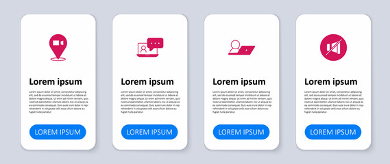 Set Mute microphone, Video chat conference, and . Business infographic template. Vector