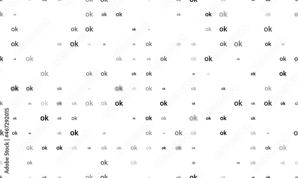 Poster seamless background pattern of evenly spaced black ok symbols of different sizes and opacity. vector