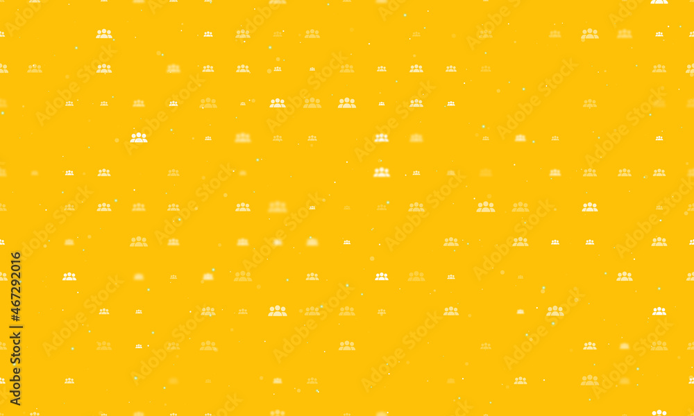 Poster seamless background pattern of evenly spaced white people symbols of different sizes and opacity. ve