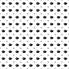 Square seamless background pattern from black steak symbols are different sizes and opacity. The pattern is evenly filled. Vector illustration on white background