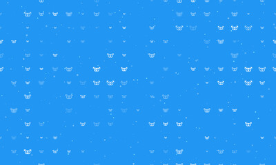 Seamless background pattern of evenly spaced white homosexual symbols of different sizes and opacity. Vector illustration on blue background with stars