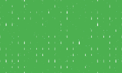 Seamless background pattern of evenly spaced white beer bottle symbols of different sizes and opacity. Vector illustration on green background with stars