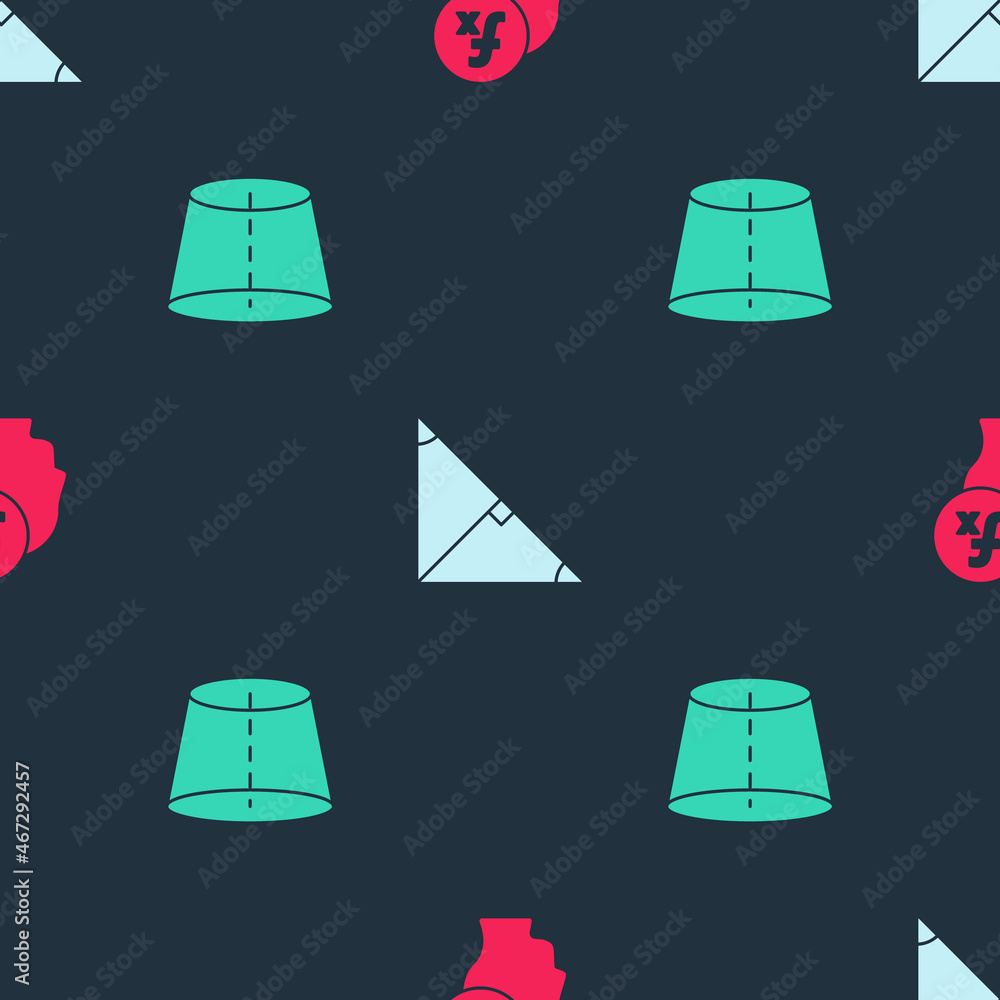 Aufkleber set function mathematical symbol, angle bisector of triangle and geometric figure on seamless patter