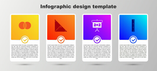 Set Mathematics sets A and B, Angle bisector of triangle, Chalkboard and Ruler. Business infographic template. Vector