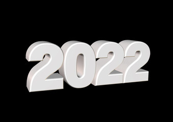 2022の立体的な数字と黒背景