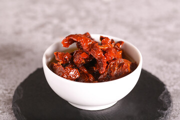 tomatoes dried in oil are on the table