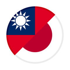 Fototapeta premium round icon with japan and taiwan flags. vector illustration isolated on white background