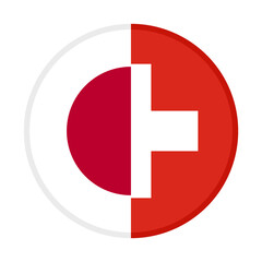 Obraz premium round icon with japan and switzerland flags. vector illustration isolated on white background