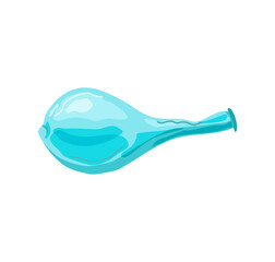  Balloon deflated. Blue. Attributes of the holiday. Vector cartoon illustration isolated white background