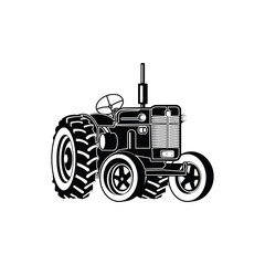 silhouette of machine tractor logo design  
