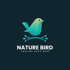 Vector Logo Illustration Nature Bird Gradient Colorful Style.