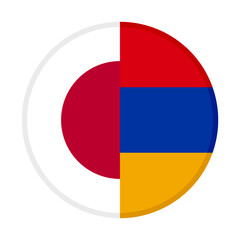 Fototapeta premium round icon with japan and armenia flags. vector illustration isolated on white background