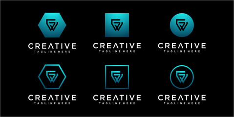 Creative initial letter GW / WG logo design template
