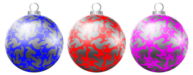 Set of realistic christmas balls.	