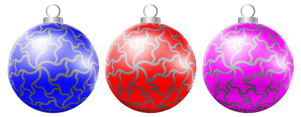 Set of realistic christmas balls.	