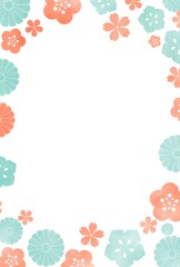 水彩風 花のフレーム 年賀状素材 イラスト