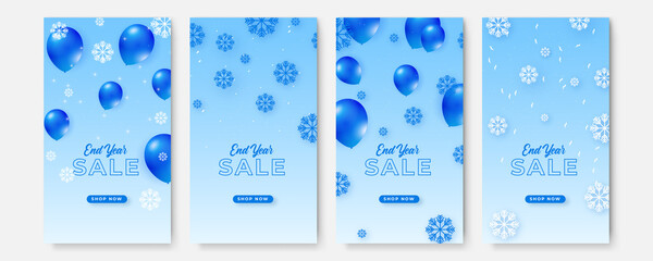 Collection of abstract background designs, winter sale, social media promotional content. Vector illustration