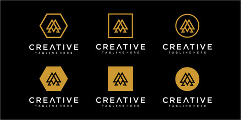 Fototapeta premium Creative initial letter AAA AM logo design inspiration