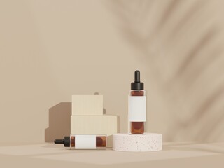 3d render of blank cosmetics skincare product or packaging for mock up. Terrazzo design. Beauty soap and spa concept. Lotion oil moisture for skin health. Premium and luxury design for branding.