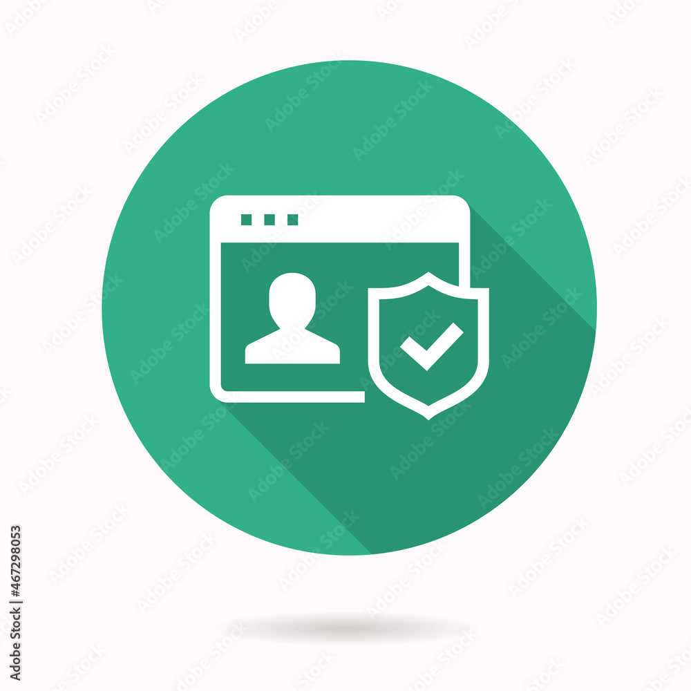 Poster online privacy icon with long shadow for graphic and web design.