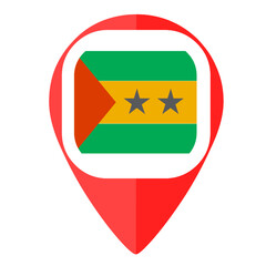 Fototapeta premium Sao Tome Principe flag pins country map marker navigation