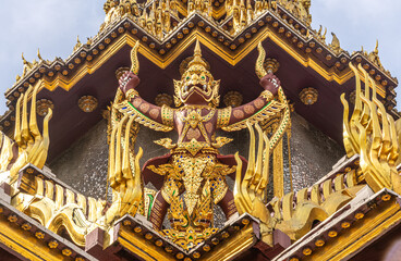 Fototapeta na wymiar Detail on a building at the Grand Palace in Bangkok Thailand
