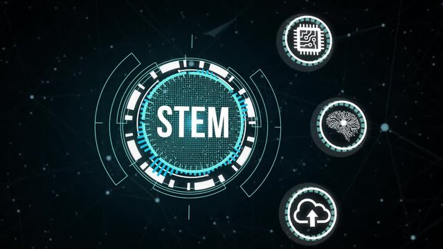 Internet, business, Technology and network concept.Science, technology, engineering and math. STEM concept. Virtual button.