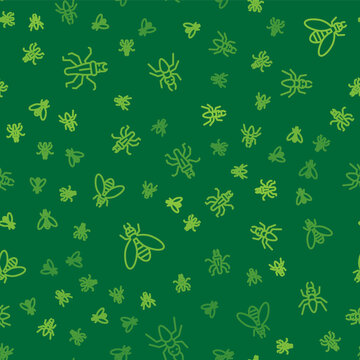 Set line Termite, Bee and Ant on seamless pattern. Vector