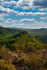 Fototapeta premium Miravet castle in cabanes under the blue sky