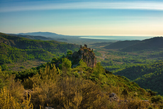 Miravet castle in cabanes under the blue sky