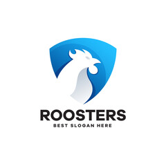 Rooster Defend Gradient Logo Design