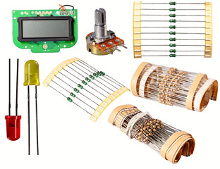 Resistors, diodes and other accessories for electronics. 