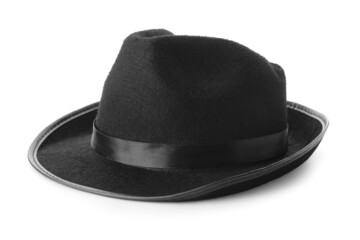 Stylish male hat on white background