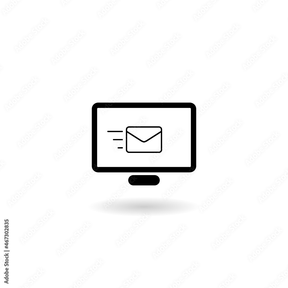 Poster computer chat message icon with shadow