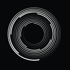 Rotating halftone dots in Spiral Form for comic books . Twirl background . Vector Illustration . Round Logo . Spiral Design element . Abstract Geometric vortex.