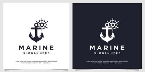 Anchor logo template with creative element Premium Vector