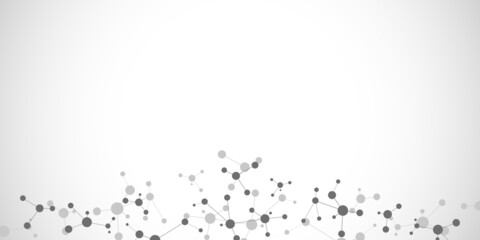 Illustration of molecular structure and genetic engineering, molecules DNA, neural network, scientific research. Abstract background for innovation technology, science, healthcare, and medicine